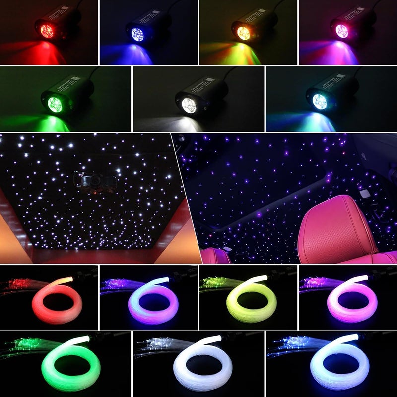 AKEPO Mini Size 6W Twinkle RGBW APP Fiber Optic Lights, Music Activated 150pcs 0.03in 6.5ft/2m Optical Fiber Star Ceiling Light Kit for Car Truck Headliner Star/Home - Image 5